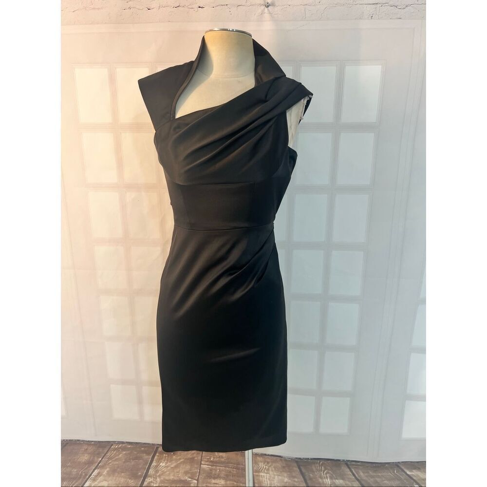 Karen Millen Black Draped Neck Sheath Dress